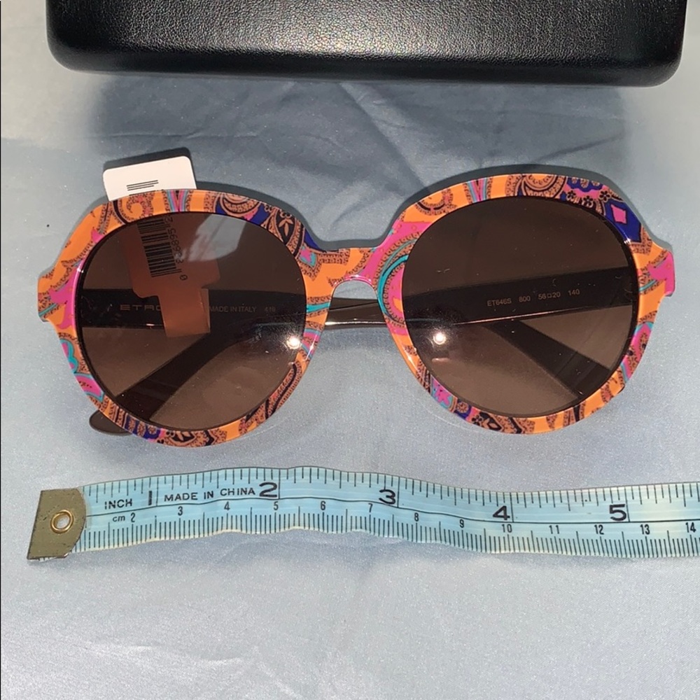 NWT ETRO Orange Paisley W/case sunglasses - Picture 11 of 12
